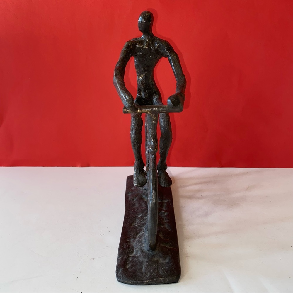 Bicyclist Sculpture Desk Art Heavy metal bicycle Velo rider enthusiast - Picture 5 of 7